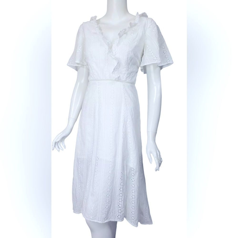 Finders Keepers White Eyelet Lace High Low Dress Size US 6